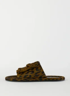 Flats>Tibi Pony Hair Calf Print Beryen Sandal Olive Green