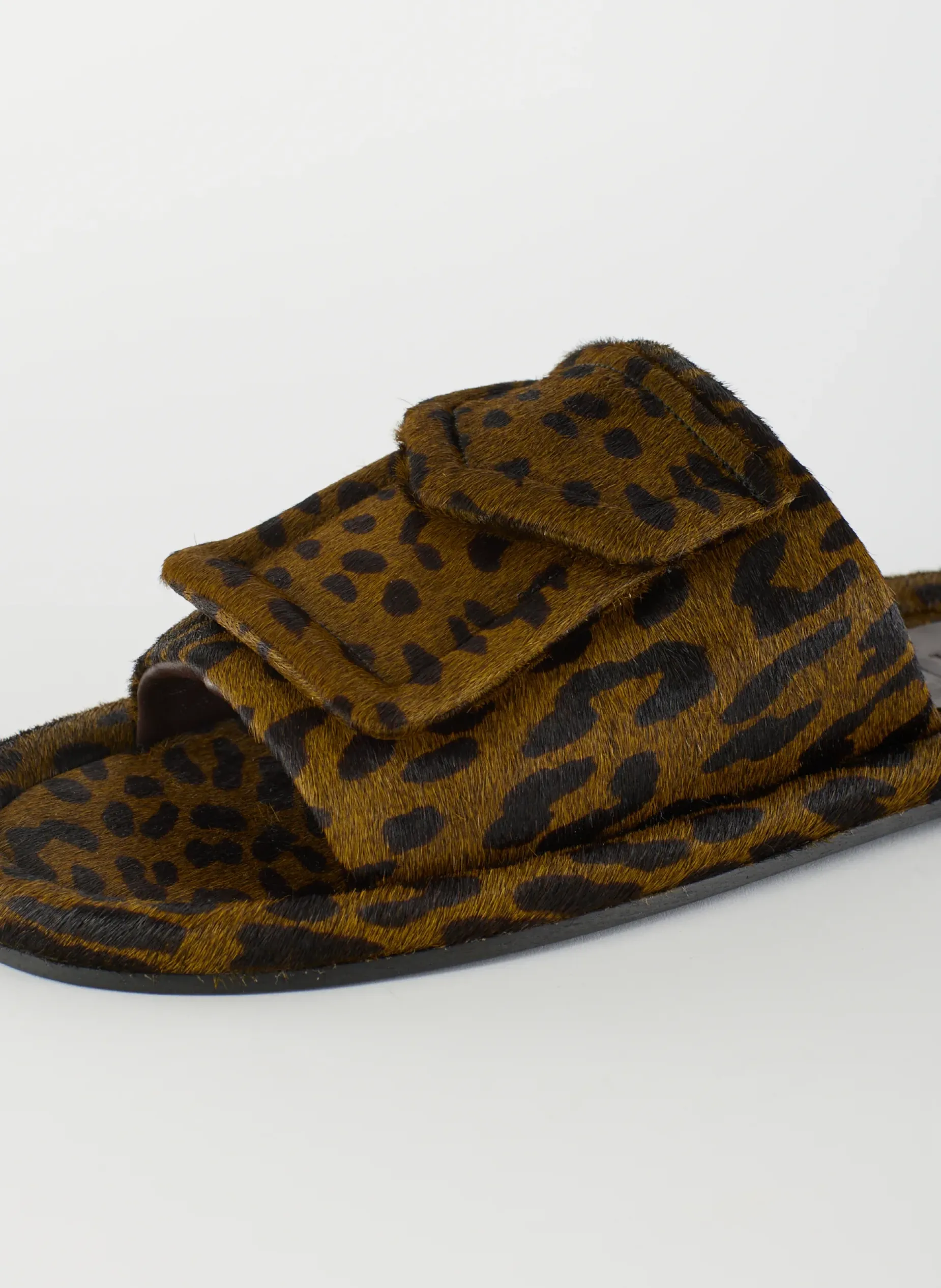 Flats>Tibi Pony Hair Calf Print Beryen Sandal Olive Green
