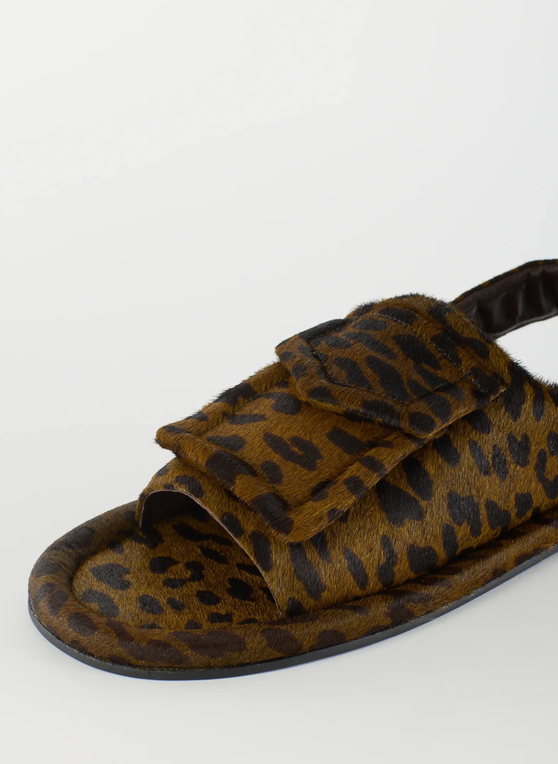 Flats>Tibi Pony Hair Calf Print Slingback Beryen Sandal Olive Green