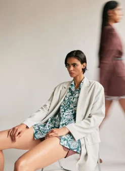 Tops|Curated Closets>Tibi Recycled Nylon Batik Camp Shirt Hunter Green Multi