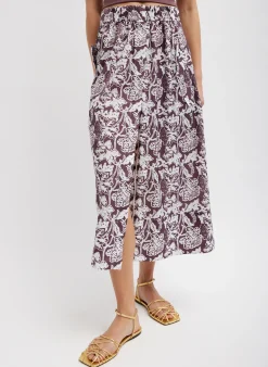 Skirts|Curated Closets>Tibi Recycled Nylon Batik Full Skirt Cinnamon Multi