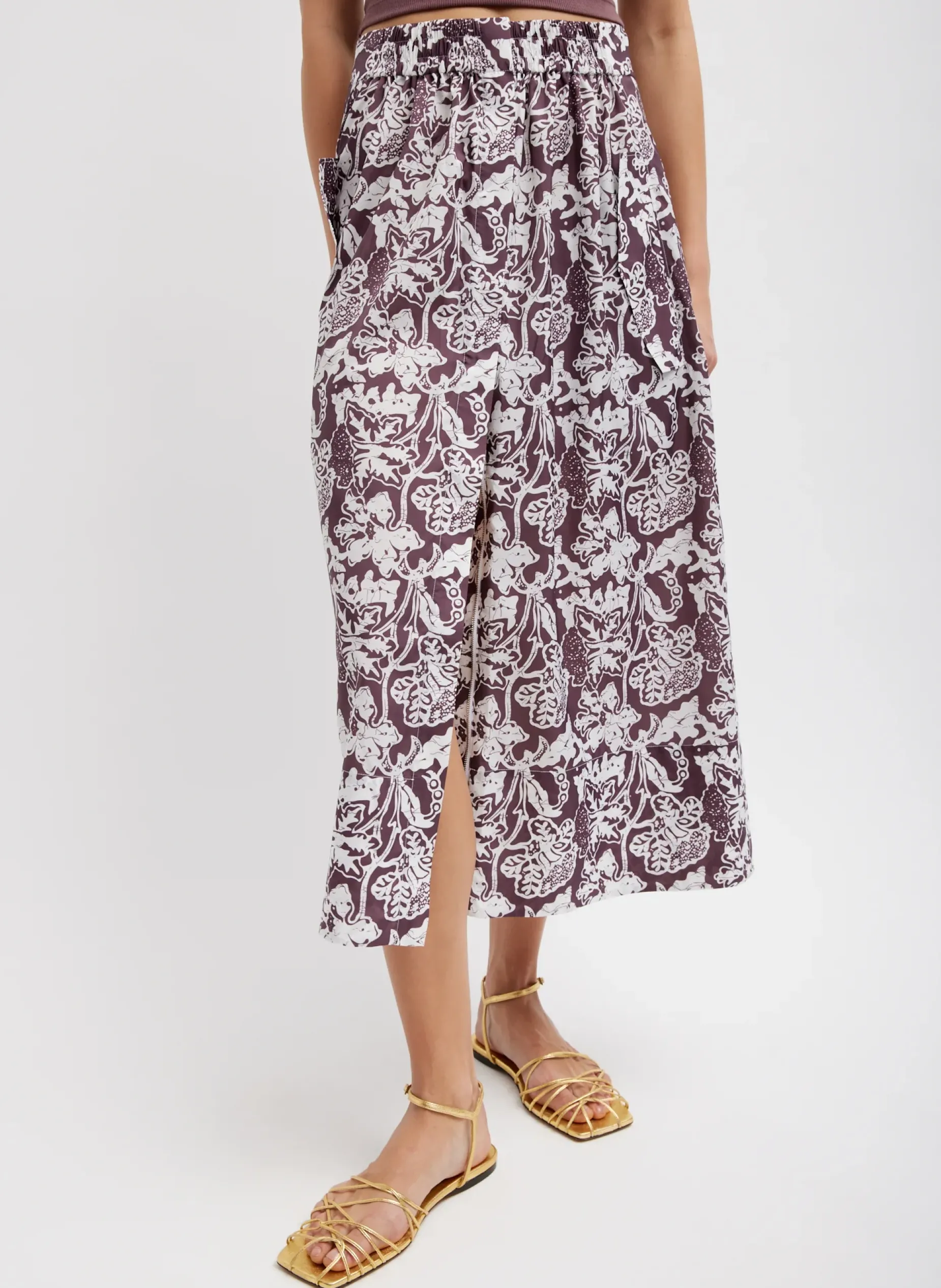 Skirts|Curated Closets>Tibi Recycled Nylon Batik Full Skirt Cinnamon Multi