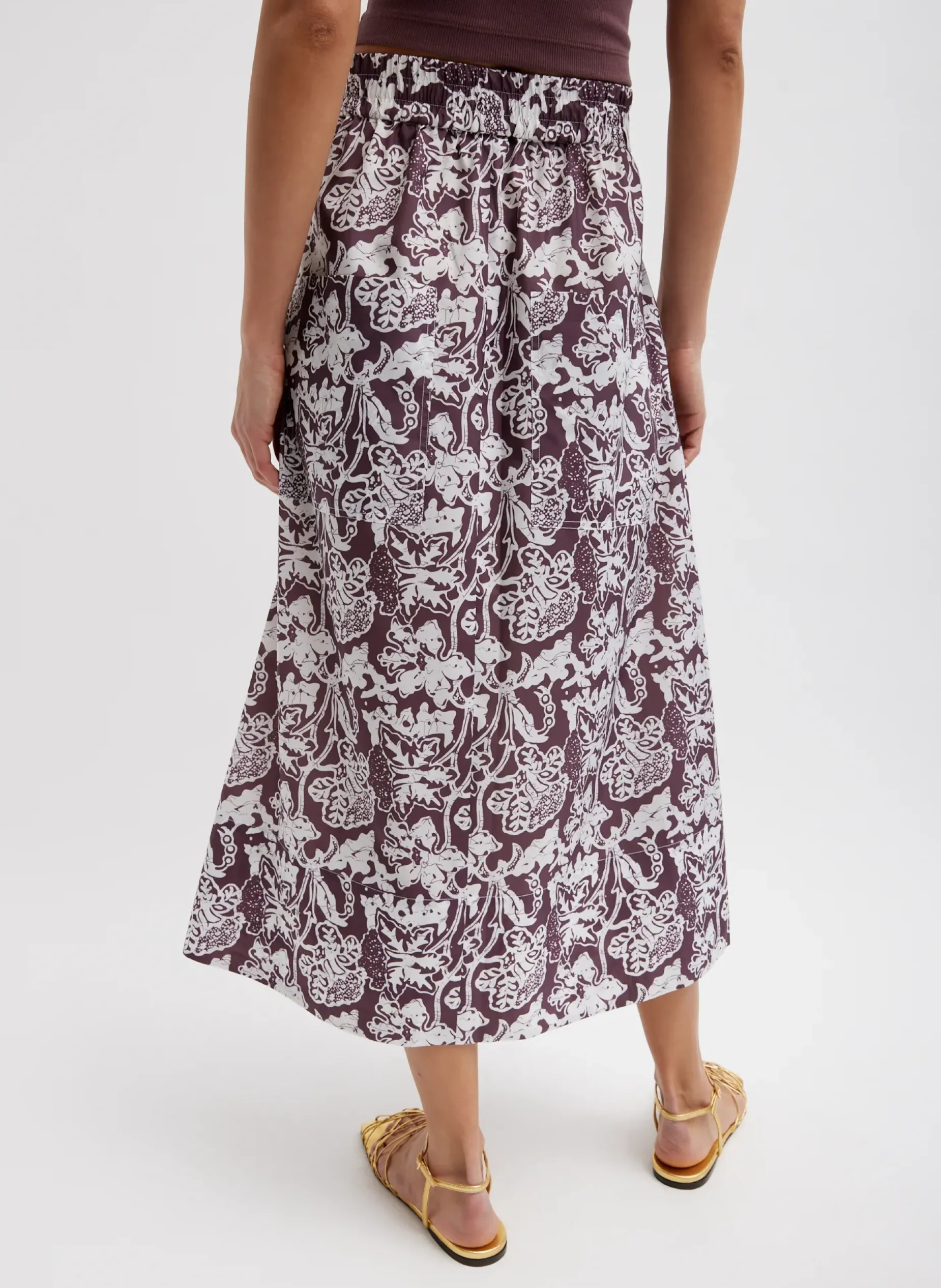 Skirts|Curated Closets>Tibi Recycled Nylon Batik Full Skirt Cinnamon Multi