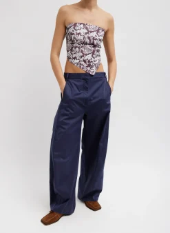 Tops>Tibi Recycled Nylon Batik Strapless Bandeau Cinnamon Multi