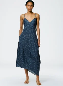 Dresses>Tibi Recycled Sporty Nylon Cheetah Cami Dress Navy Fog Multi