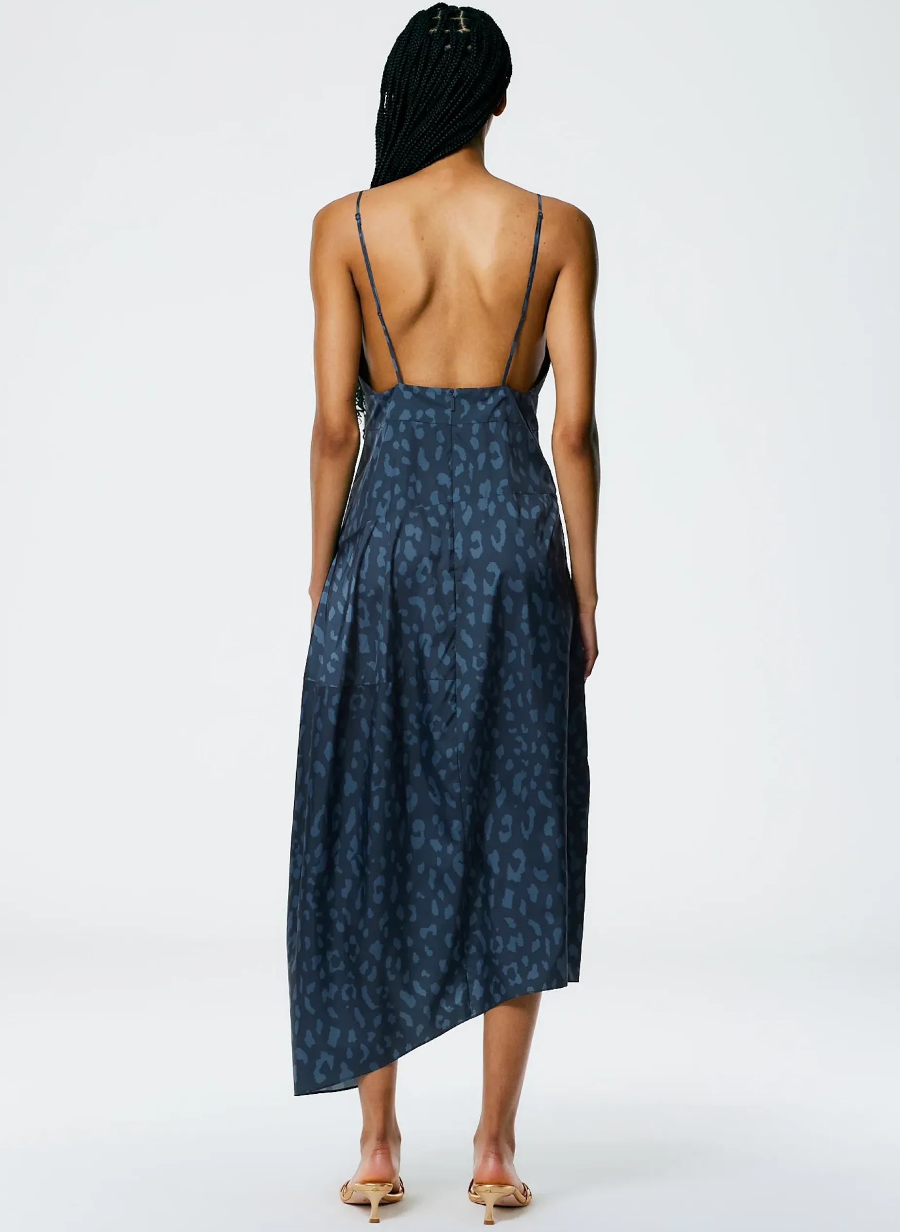 Dresses>Tibi Recycled Sporty Nylon Cheetah Cami Dress Navy Fog Multi