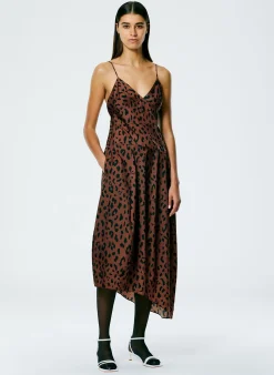 Dresses>Tibi Recycled Sporty Nylon Cheetah Cami Dress Brown Multi