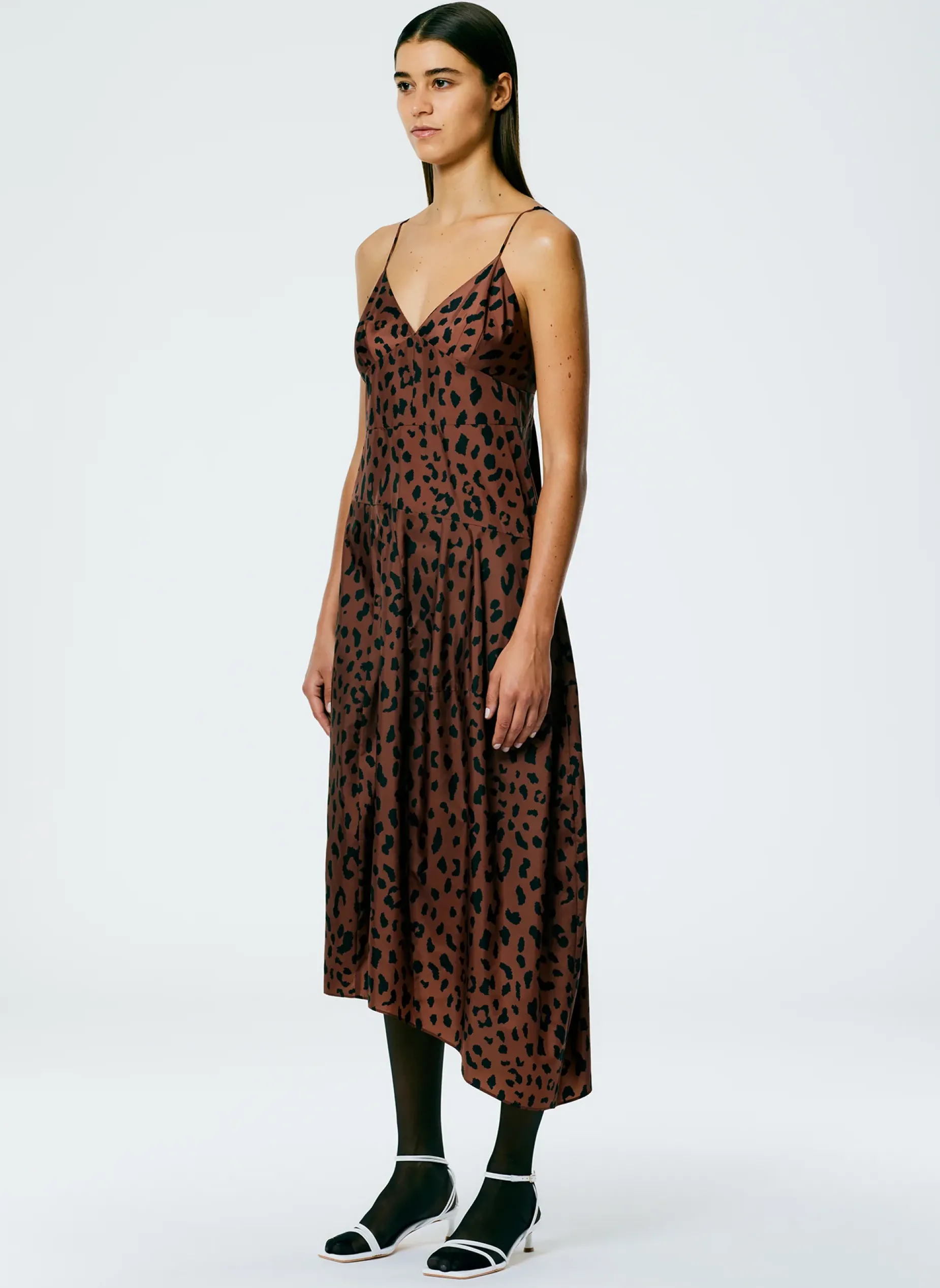 Dresses>Tibi Recycled Sporty Nylon Cheetah Cami Dress Brown Multi