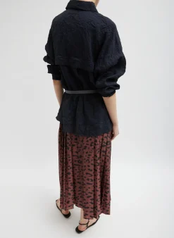 Skirts>Tibi Recycled Sporty Nylon Cheetah Pleated Pull On Skirt Brown Multi