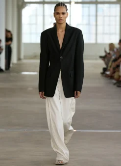 Jackets & Outerwear|Suits>Tibi Recycled Tropical Wool Sculpted Blazer Black