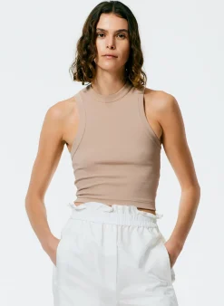 Fundamentals - WOFs|Tops>Tibi Ribbed T-Shirt Cropped Tank Sand