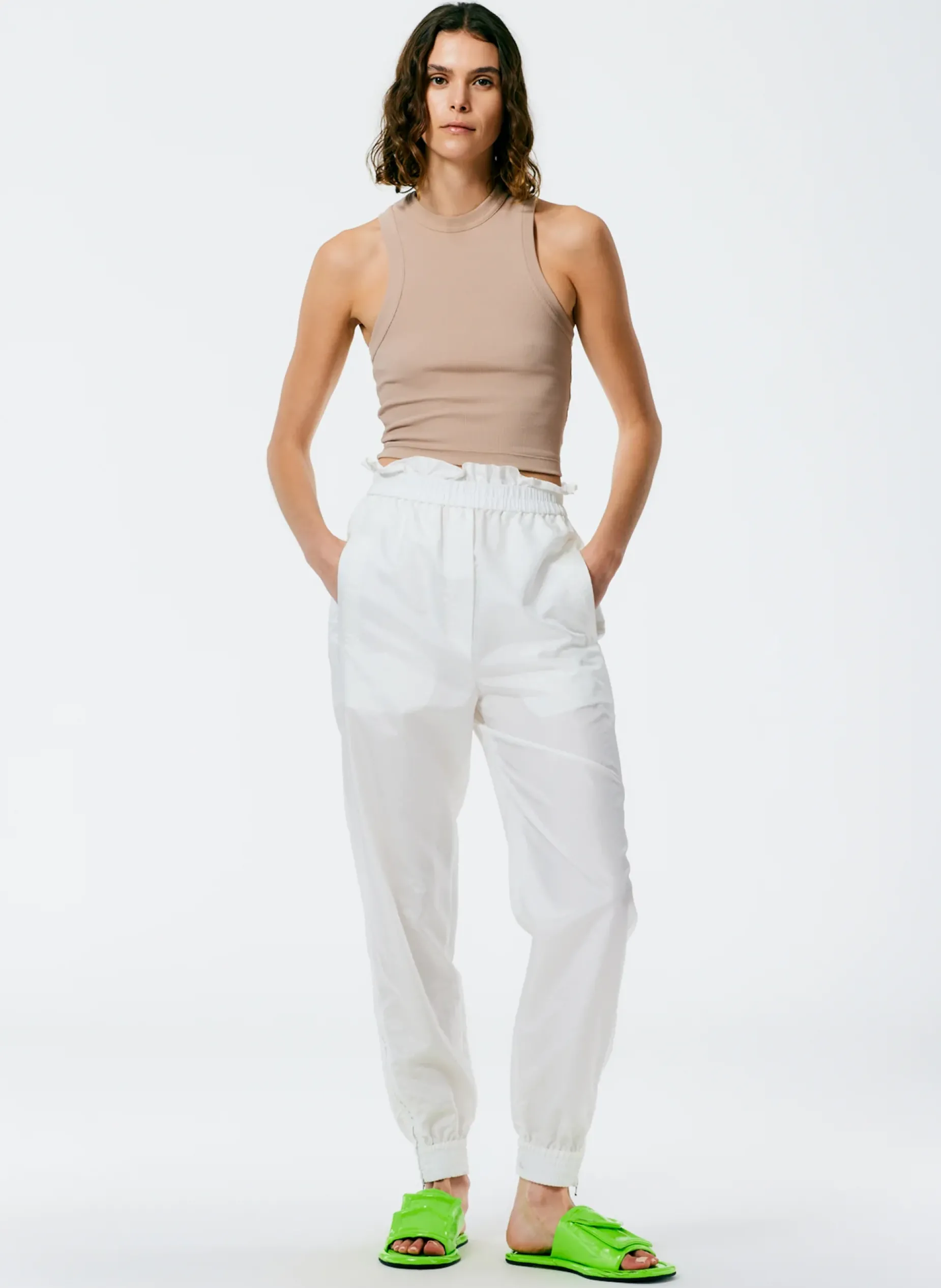 Fundamentals - WOFs|Tops>Tibi Ribbed T-Shirt Cropped Tank Sand