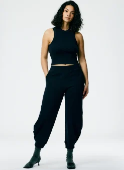 Tops|Fundamentals - WOFs>Tibi Ribbed T-Shirt Cropped Tank Navy