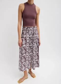 Tops>Tibi Ribbed T-Shirt Cropped Tank Cinnamon