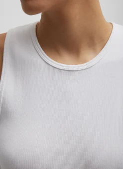 Tops|Fundamentals - WOFs>Tibi Ribbed T-Shirt Tank White