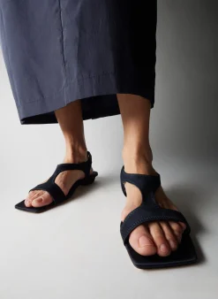 Flats|Sandals>Tibi Rubin Satin Sandal Navy