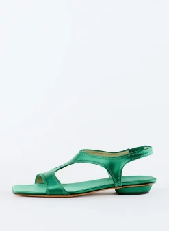 Flats|Sandals>Tibi Rubin Satin Sandal Green
