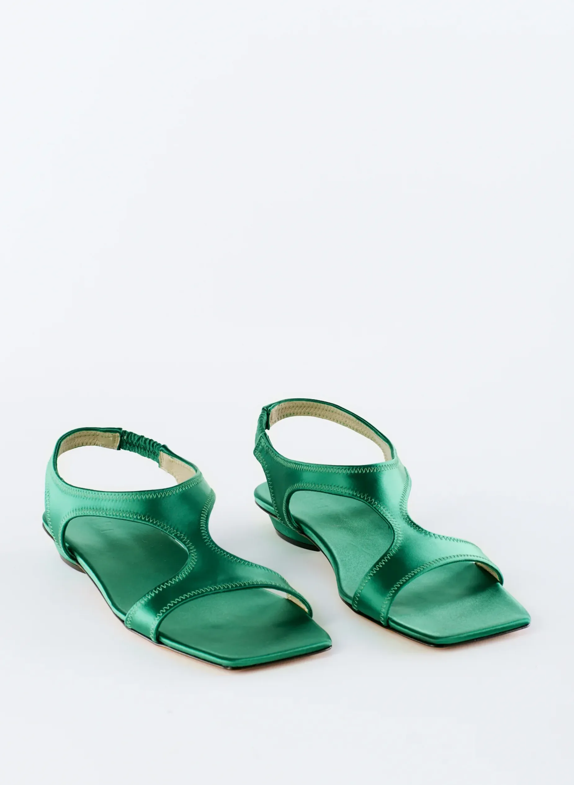 Flats|Sandals>Tibi Rubin Satin Sandal Green