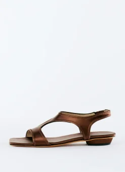 Flats|Sandals>Tibi Rubin Satin Sandal Brown