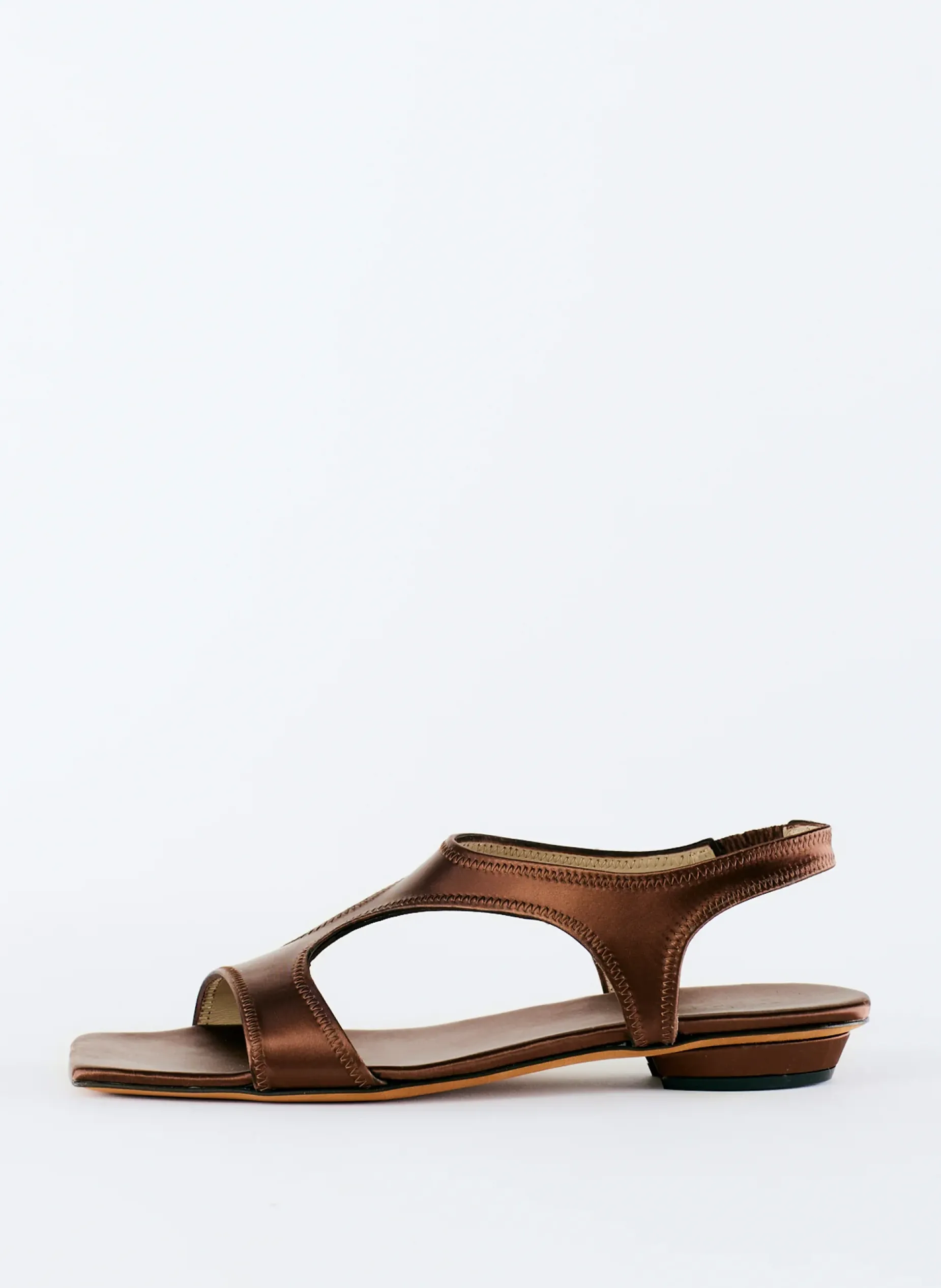 Flats|Sandals>Tibi Rubin Satin Sandal Brown