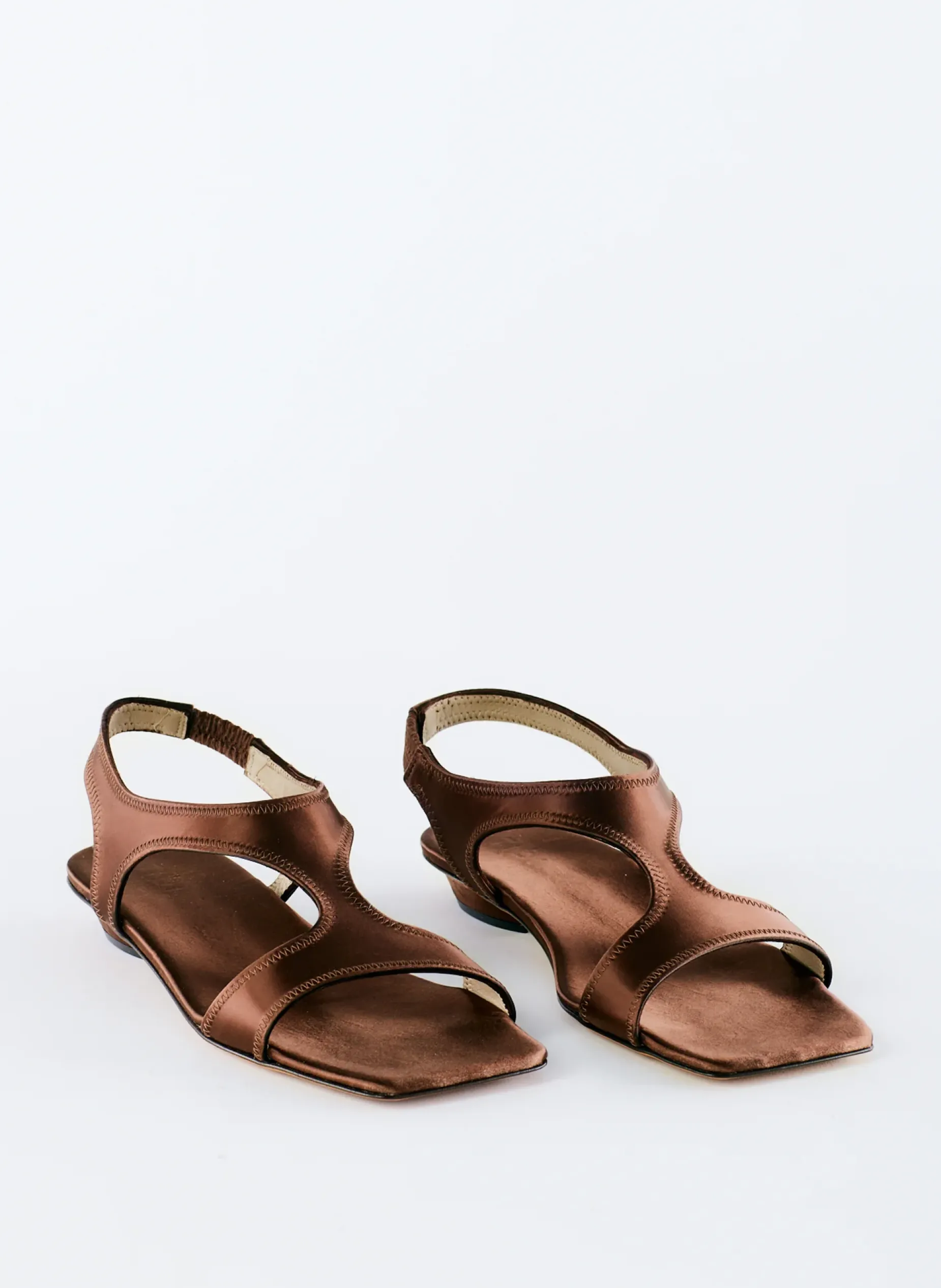 Flats|Sandals>Tibi Rubin Satin Sandal Brown