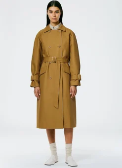 Jackets & Outerwear>Tibi Sculpted Cotton Trench Tan
