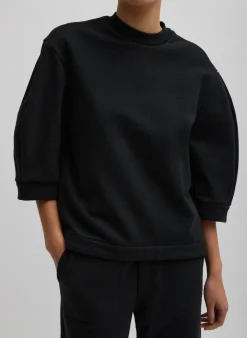 Leisure Sets|Knitwear & Sweatshirts>Tibi Sculpted Short Sleeve Sweatshirt Black