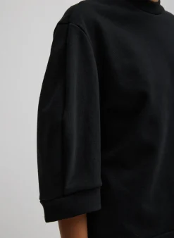 Leisure Sets|Knitwear & Sweatshirts>Tibi Sculpted Short Sleeve Sweatshirt Black