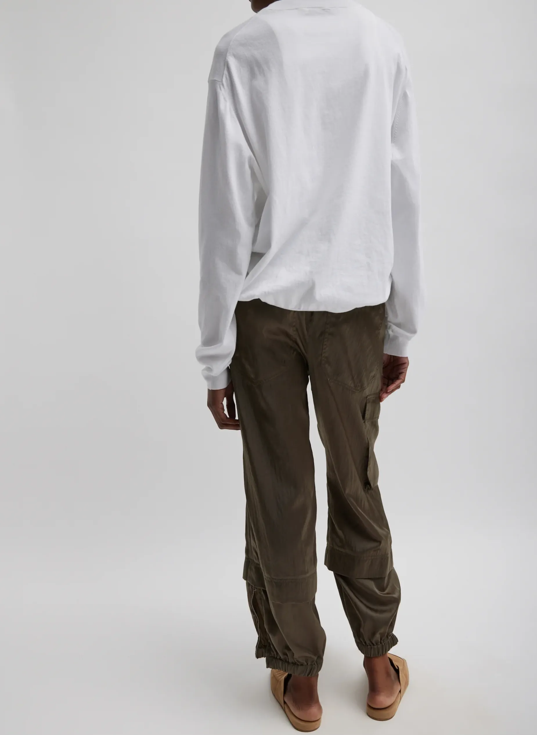 Pants & Shorts|Fundamentals - WOFs>Tibi Shiny Nylon Pull On Wilt Jogger Dune