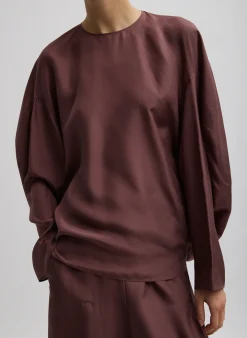 Tops>Tibi Silk Habutai Circular Top Cinnamon
