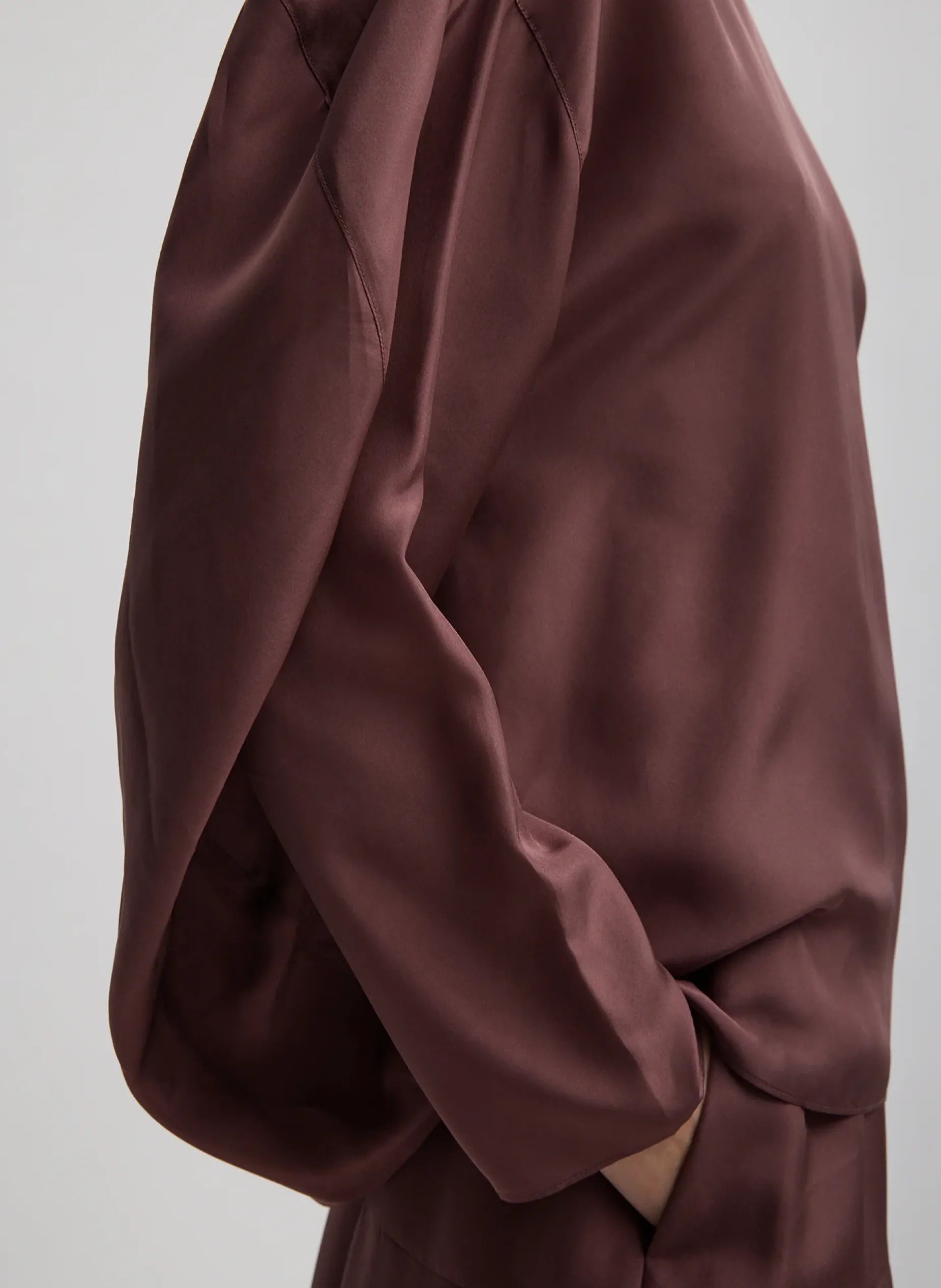 Tops>Tibi Silk Habutai Circular Top Cinnamon