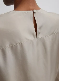 Tops>Tibi Silk Habutai Circular Top Light Stone