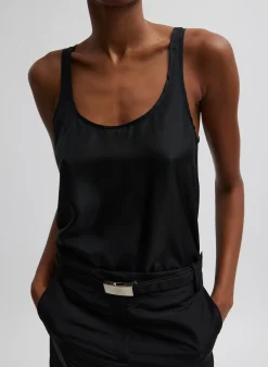 Tops|Curated Closets>Tibi Silk Habutai Tank Top Black