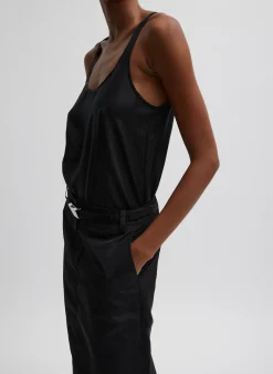 Tops|Curated Closets>Tibi Silk Habutai Tank Top Black