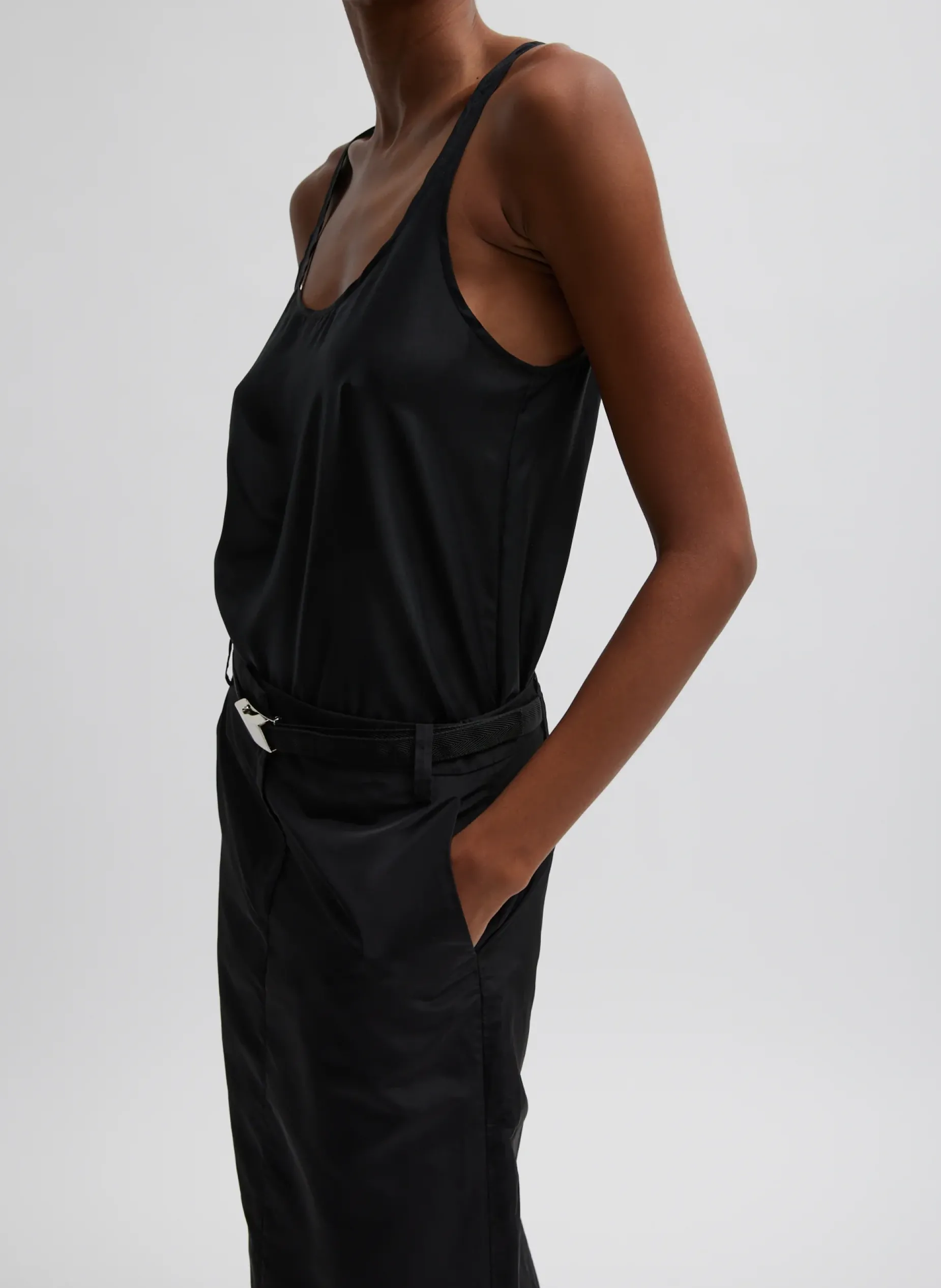 Tops|Curated Closets>Tibi Silk Habutai Tank Top Black