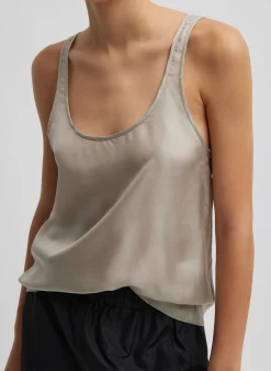 Tops>Tibi Silk Habutai Tank Top Light Stone