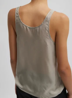 Tops>Tibi Silk Habutai Tank Top Light Stone