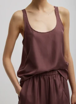 Tops>Tibi Silk Habutai Tank Top Cinnamon