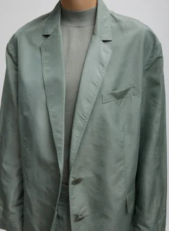 Suits|Jackets & Outerwear>Tibi Silk Nylon Liam Blazer Pumice Grey