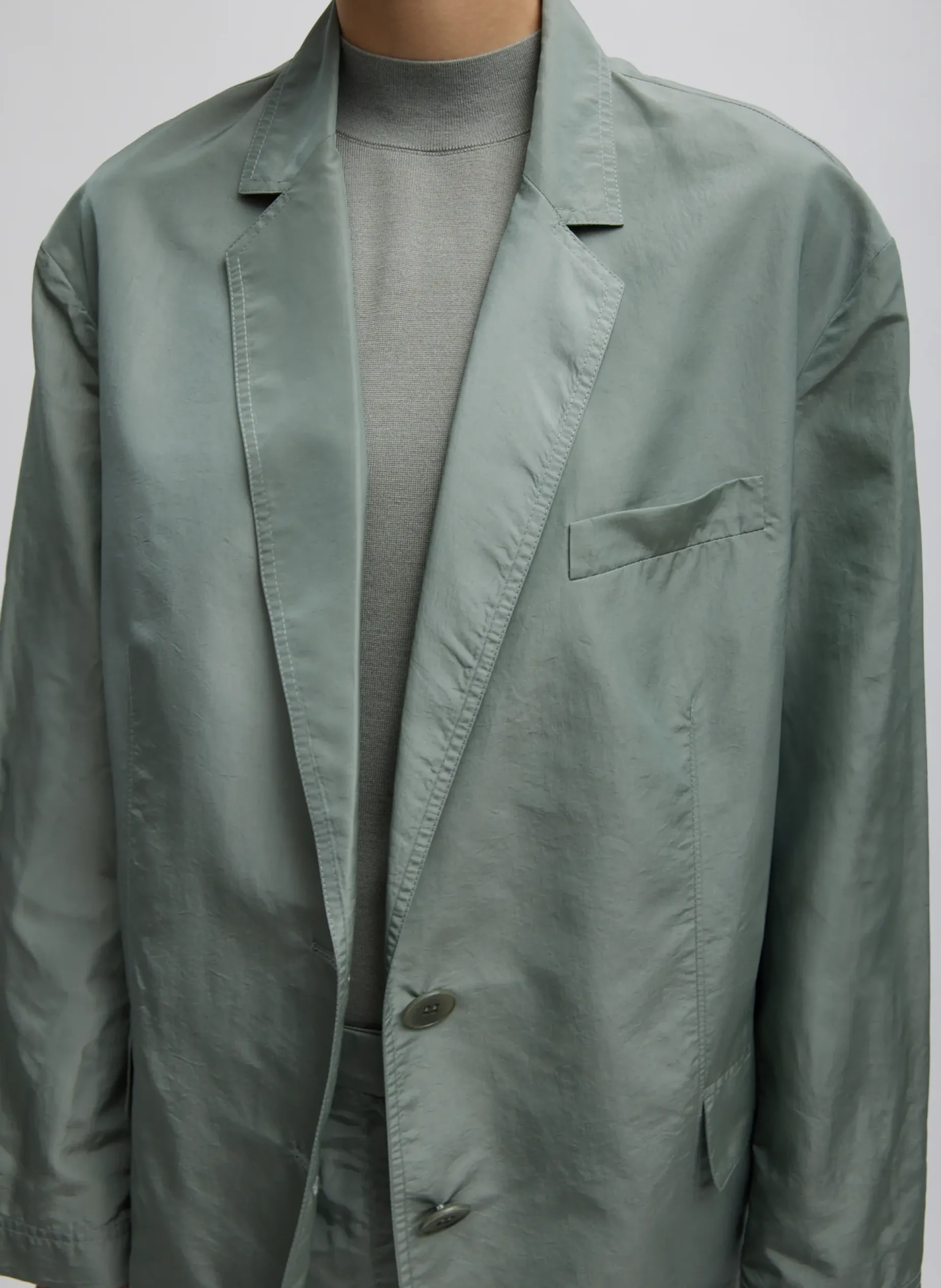 Suits|Jackets & Outerwear>Tibi Silk Nylon Liam Blazer Pumice Grey