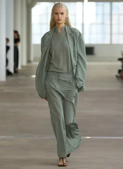 Suits|Jackets & Outerwear>Tibi Silk Nylon Liam Blazer Pumice Grey
