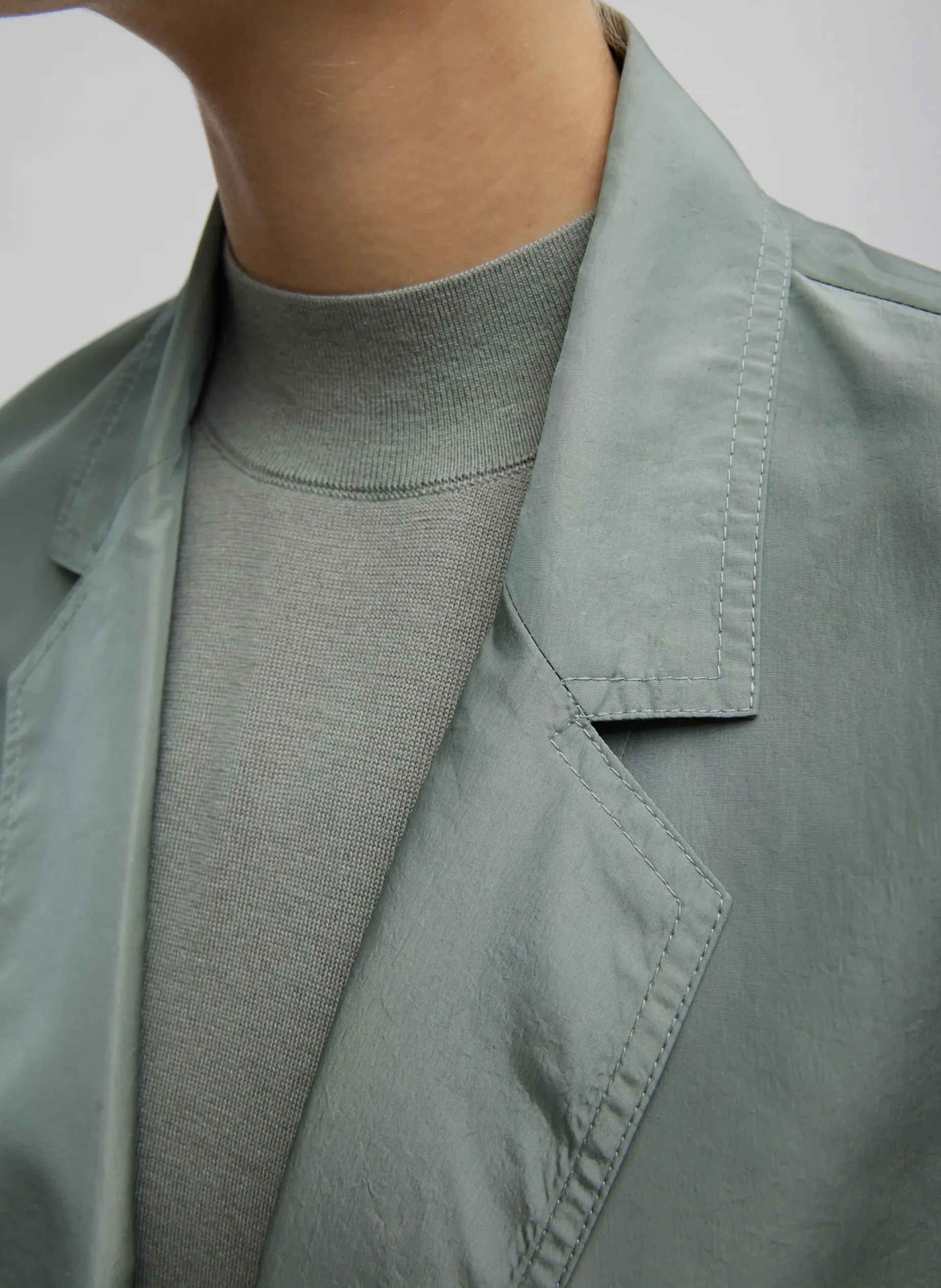 Suits|Jackets & Outerwear>Tibi Silk Nylon Liam Blazer Pumice Grey