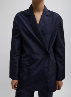 Suits|Jackets & Outerwear>Tibi Silk Nylon Liam Blazer Navy