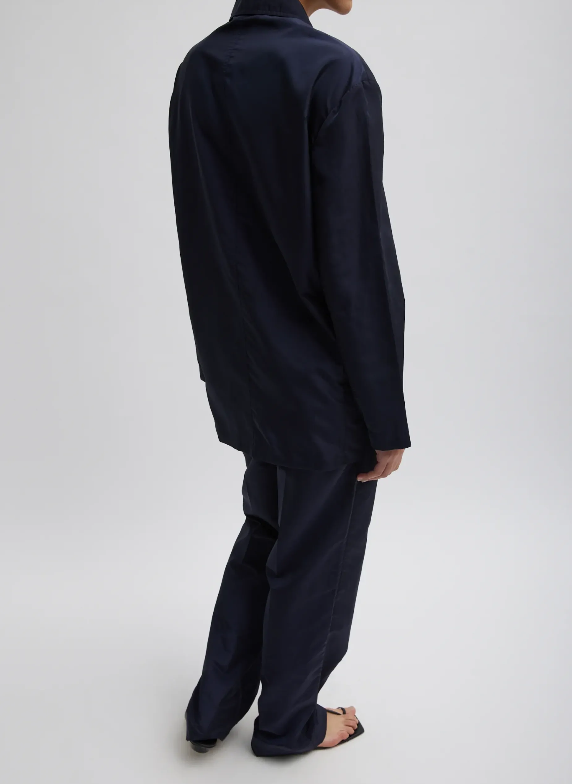 Suits|Jackets & Outerwear>Tibi Silk Nylon Liam Blazer Navy