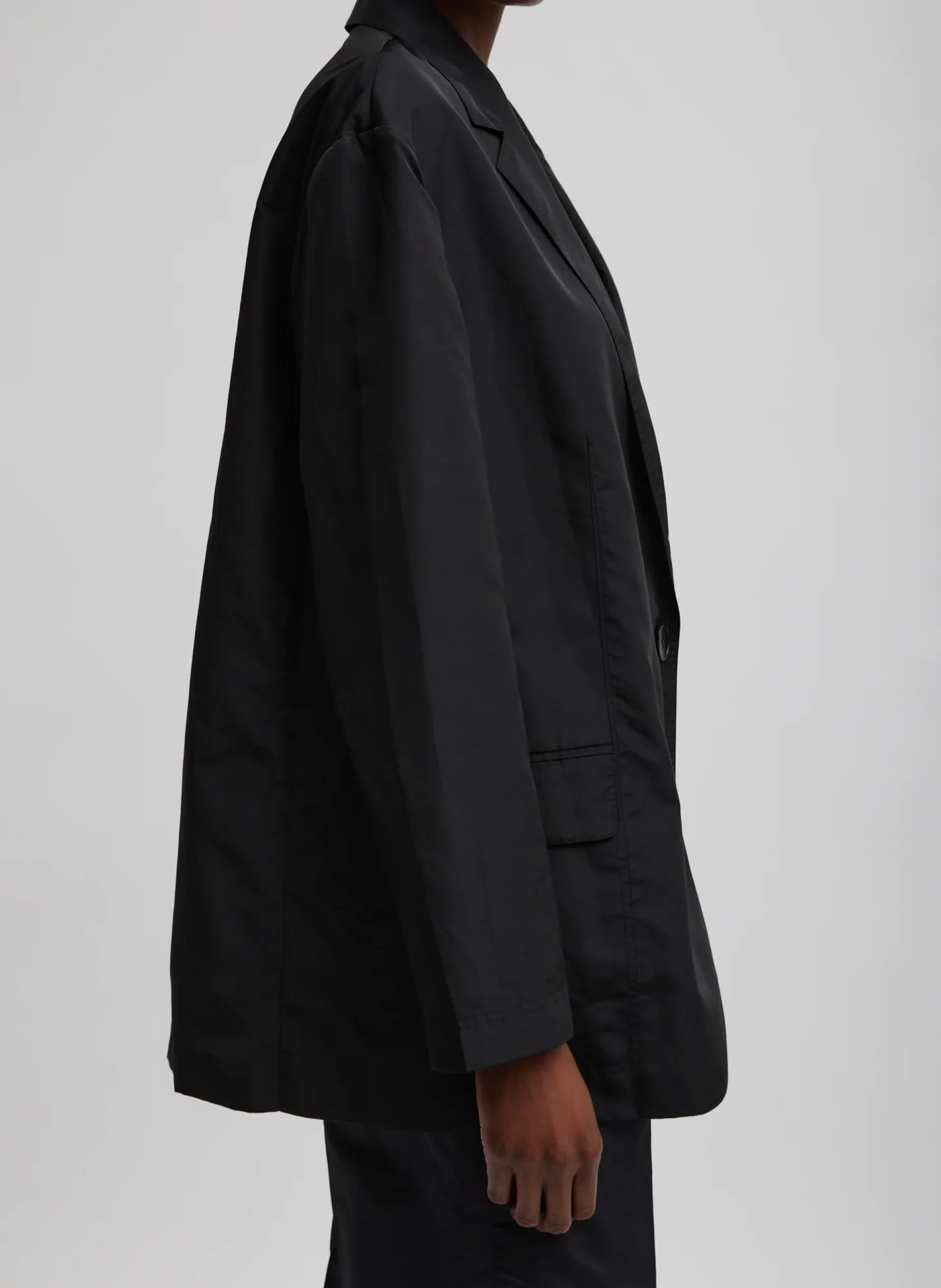 Suits|Jackets & Outerwear>Tibi Silk Nylon Liam Blazer Black