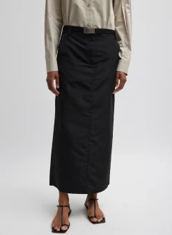 Suits|Skirts>Tibi Silk Nylon Maxi Skirt Black