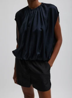 Suits|Pants & Shorts>Tibi Silk Nylon Pull On Shorts Black