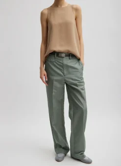 Suits|Pants & Shorts>Tibi Silk Nylon Straight Leg Trouser Pumice Grey