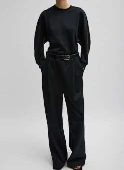 Leisure Sets|Pants & Shorts>Tibi Silk Terry Pleated Pull On Pant Black