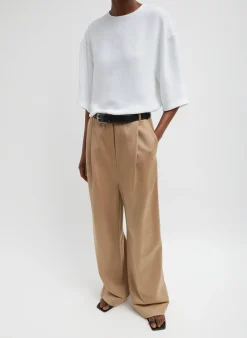 Leisure Sets|Pants & Shorts>Tibi Silk Terry Pleated Pull On Pant Granola
